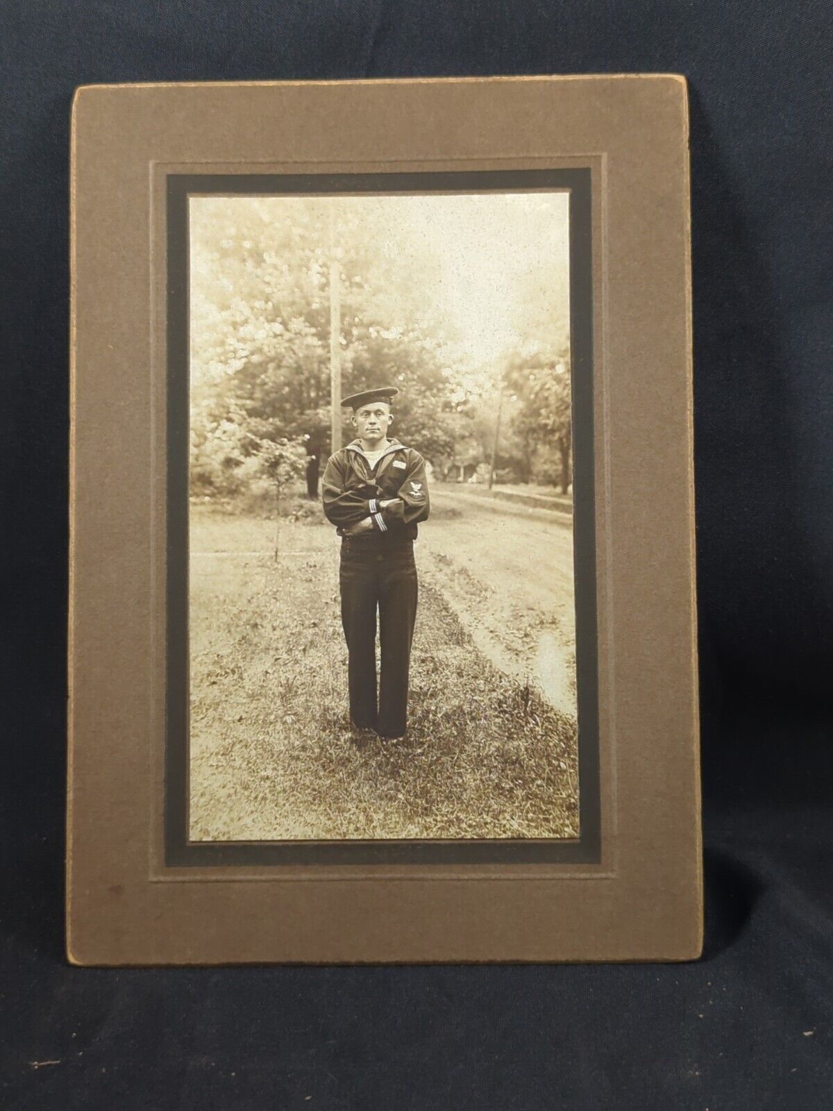 Antique Mounted Military Photo -  Army Sailor Navy? Early 1900's 