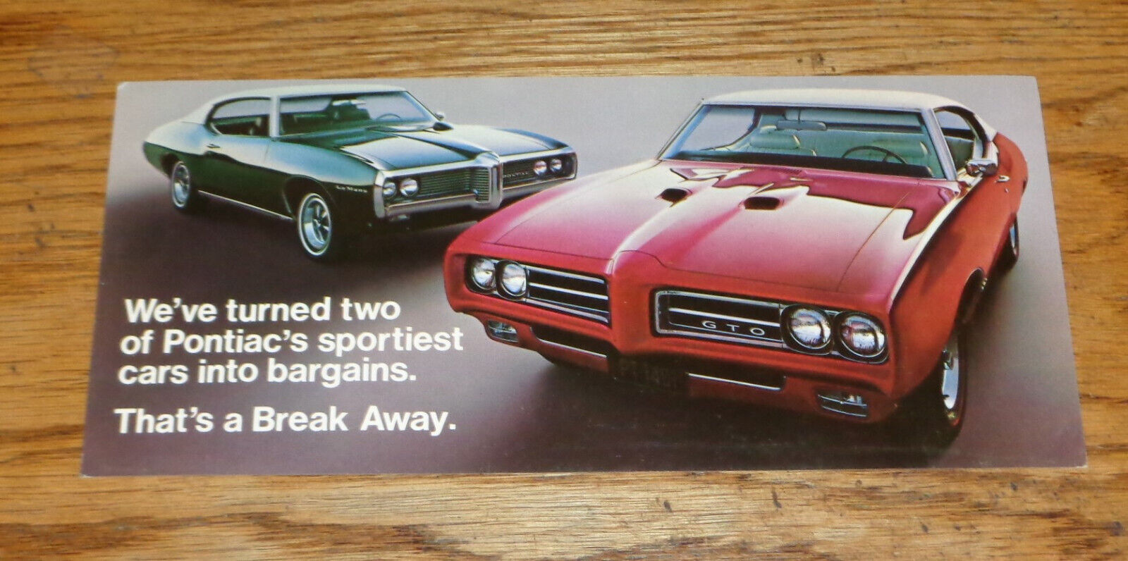 Original 1969 Pontiac GTO & LeMans Oversized Postcard 69