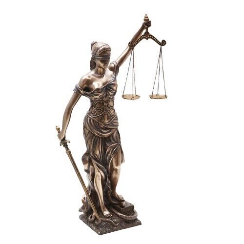 Large Greek Lady Goddess Of Justice La Justica Bronzed Resin Figurine 18\