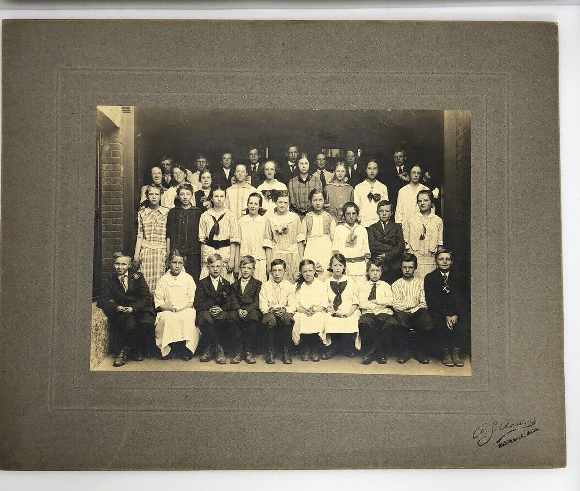 1917 School Children Class Photo Orig Vtg Group 8x10 Cabinet Card Mass Antique