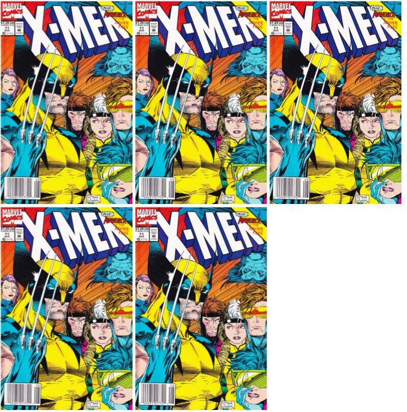 X-Men #11 Jim Lee Newsstand Cover Marvel Comics - 5 Comics