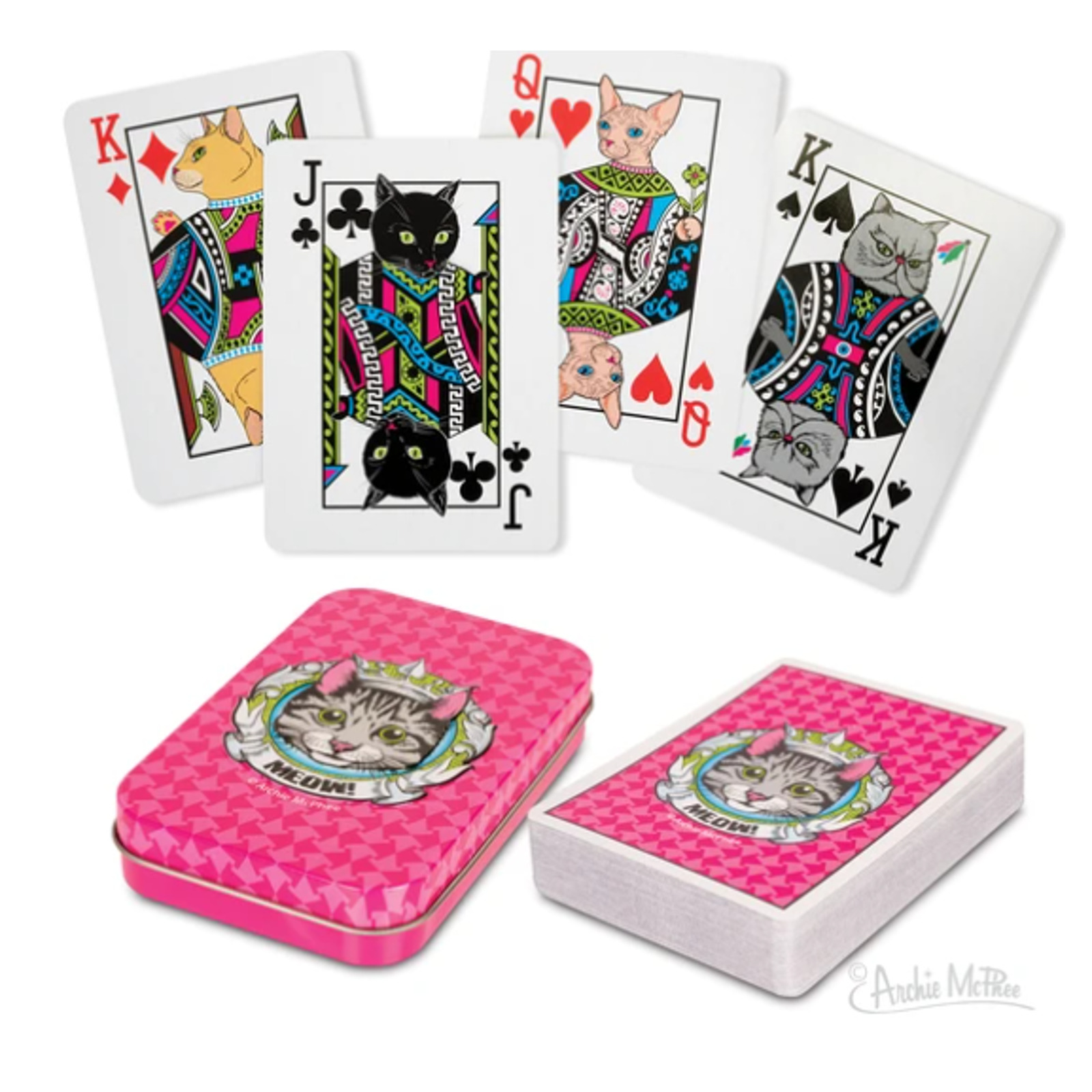 New Archie McPhee Cat Kitten Deck of Playing Cards Queen Hearts Kitty Game