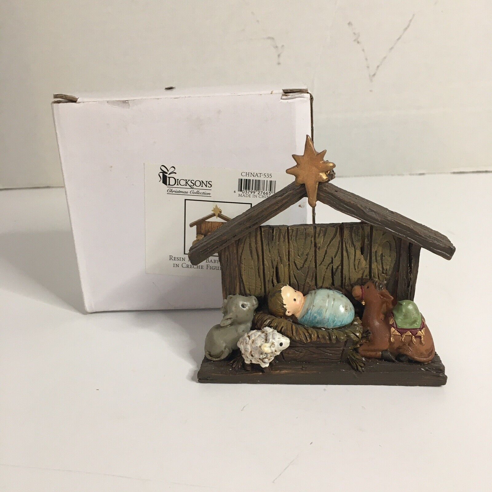Vtg Dicksons Christmas Collection Resin Holy Baby And Animals Mini Nativity 3”