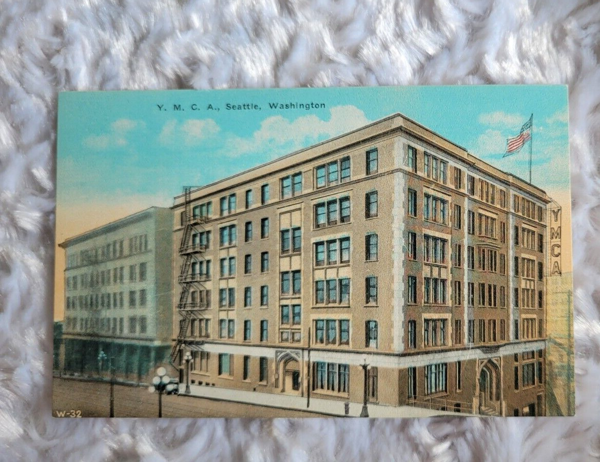 vintage postcard washington state seattle YMCA building early 1900s W-32