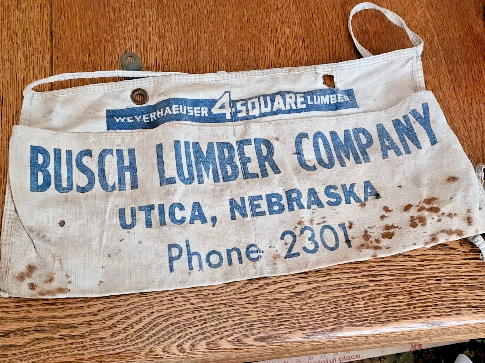 Vintage Busch Lumber Co Nail Apron Utica Nebraska