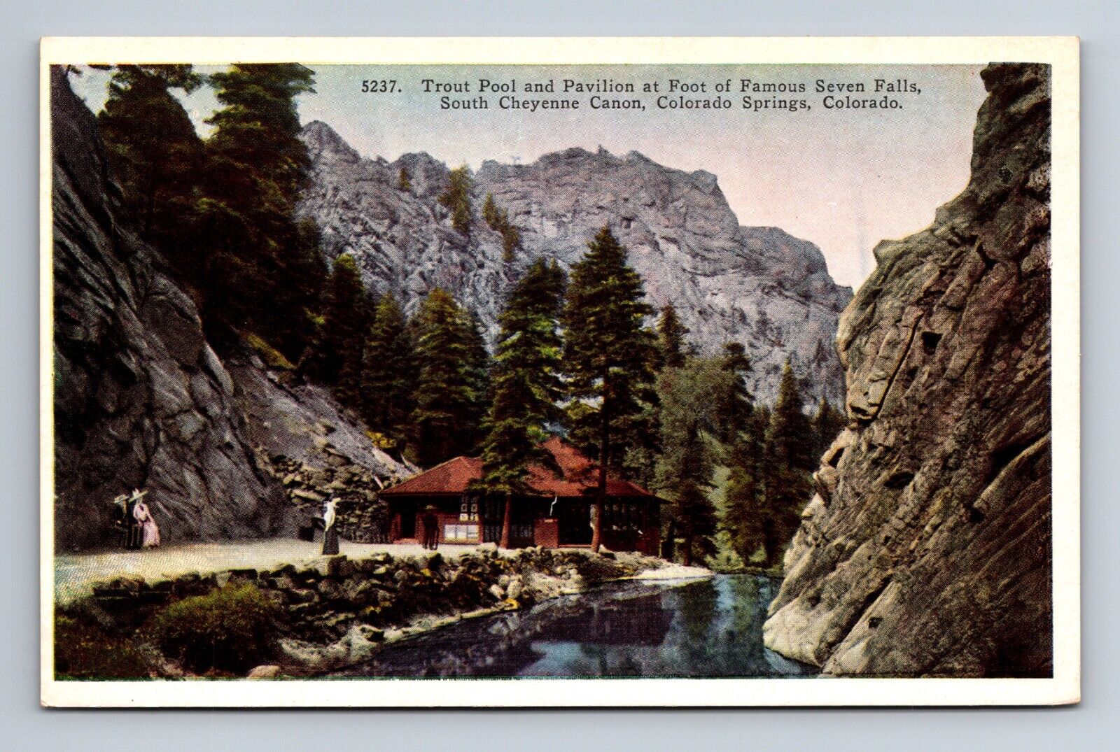 Trout Pool and Pavilion Seven Falls So Cheyenne Canon Colorado Springs Postcard