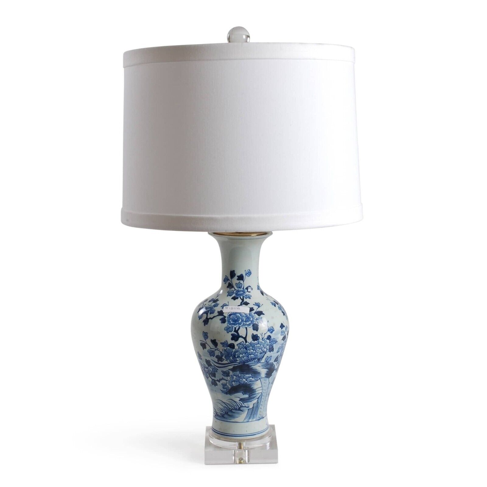 30″ BLUE AND WHITE BIRD AND FLOWER LAMP