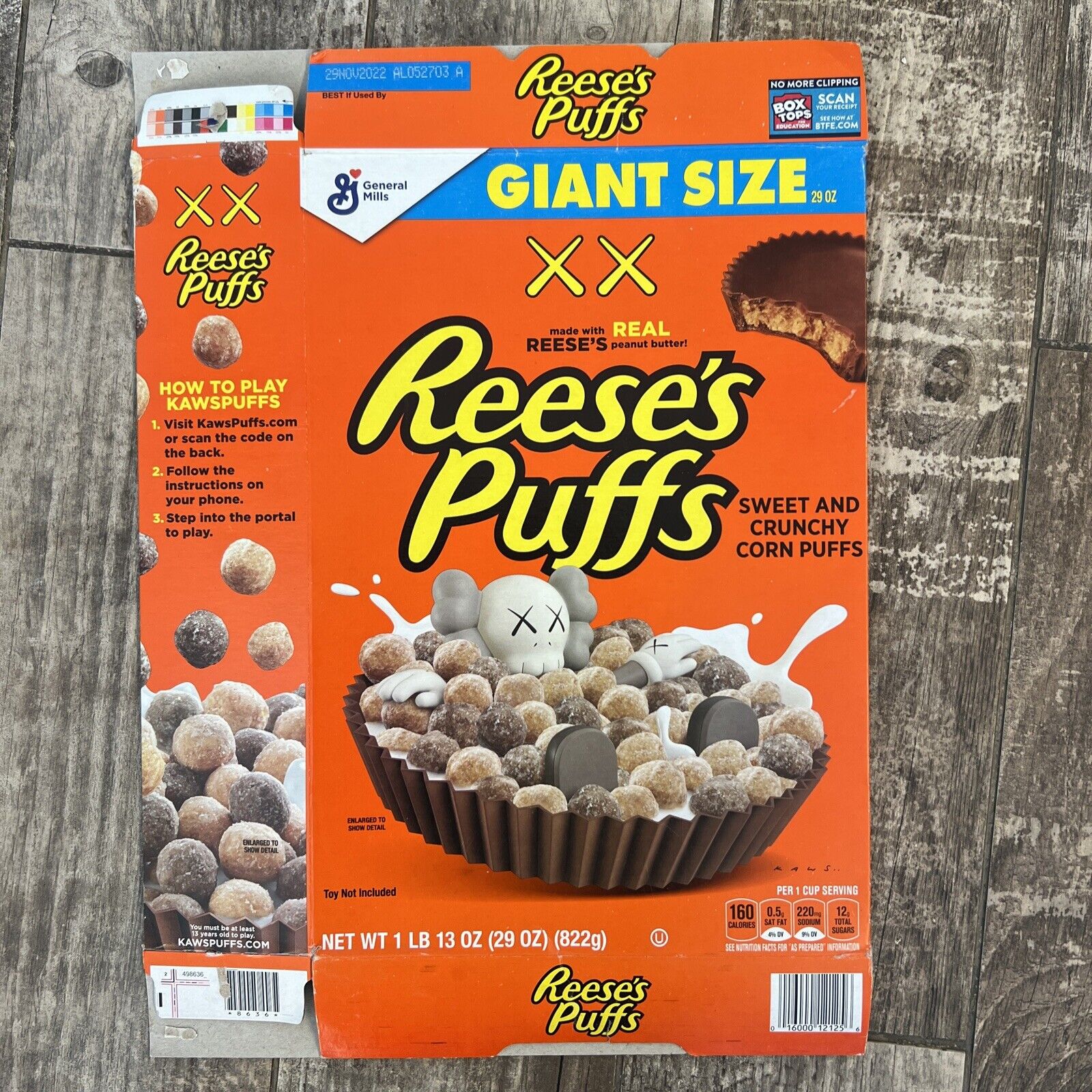 Limited Edition Kaws Reeses Puffs Cereal Rare Collectors Edition Empty Box