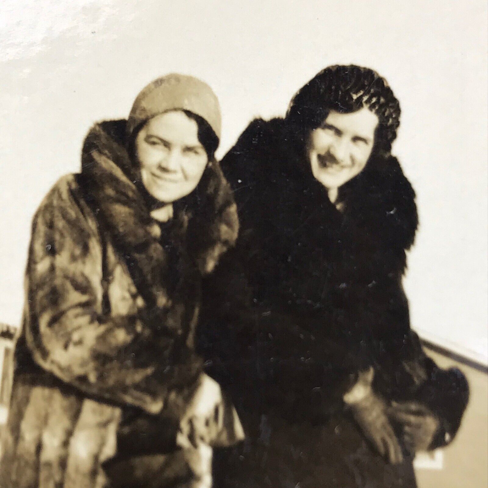 Old Original Photo BW Women in Fur Coat Boots Winter Vintage Beautiful Woman