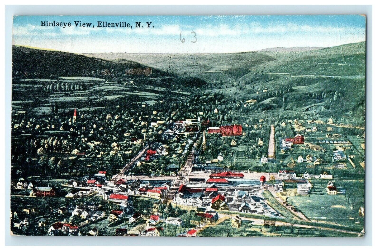 c1910\'s Bird\'s Eye View Of Ellenville New York NY Unposted Antique Postcard