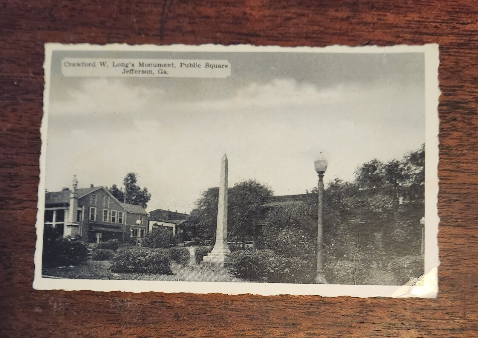 RARE VTG Crawford Long\'s Monument Public Square Jefferson GA Postcard