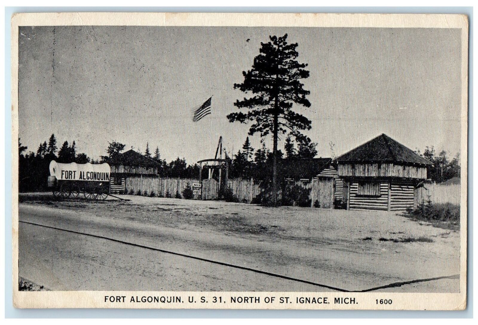 c1940s Fort Algonquin North Of St. Ignace Michigan MI Unposted Vintage Postcard
