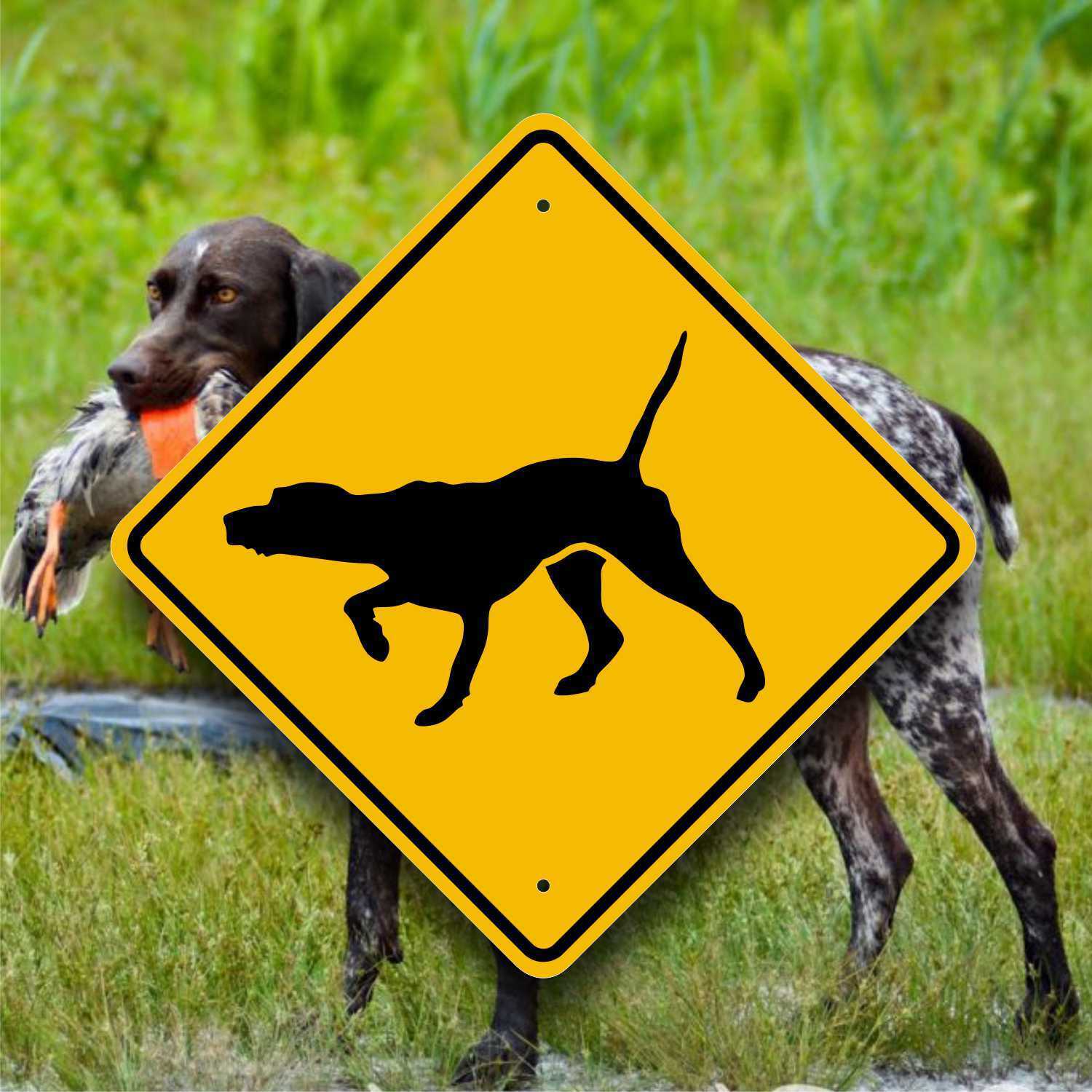 Pointer Dog - Aluminum Sign Placard - Hunting Animal Training Marker - Crossing
