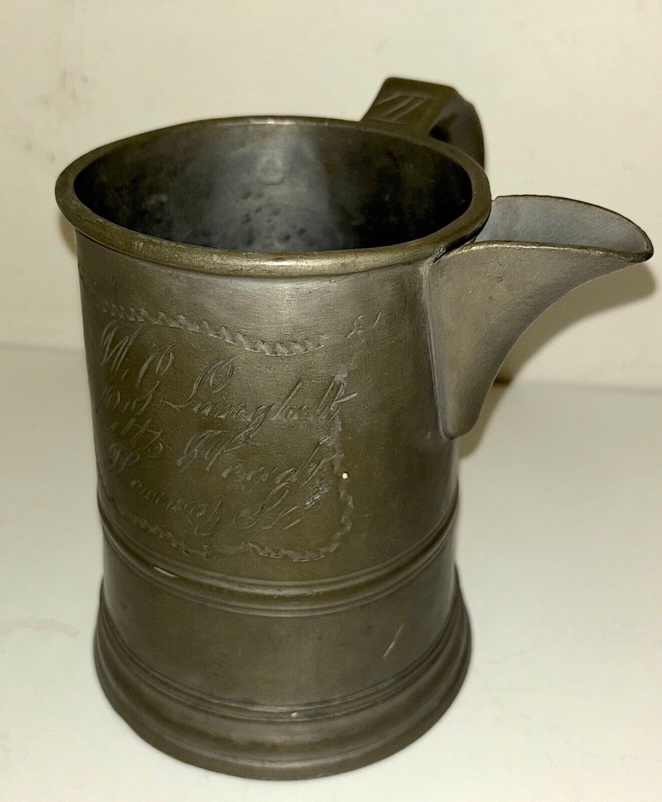Antique Pewter Presentation Tankard Mug Stein circa 1800's