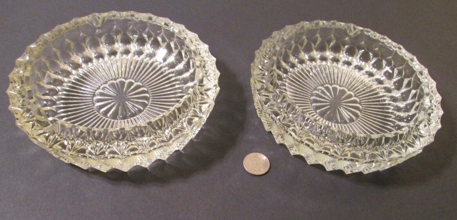 Two (2) VINTAGE CRYSTAL ASHTRAYS: Big & Heavy For Cigarettes or Cigars 