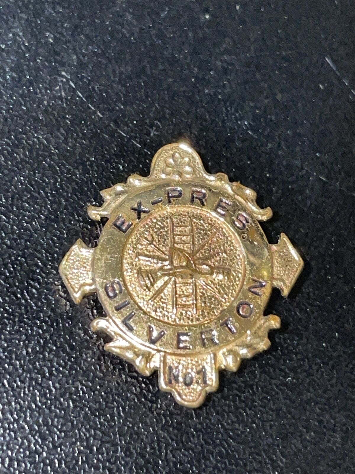 Vintage  Silverton, NJ Firemen\'s Association Ex-President Pin Rare Gold Tone