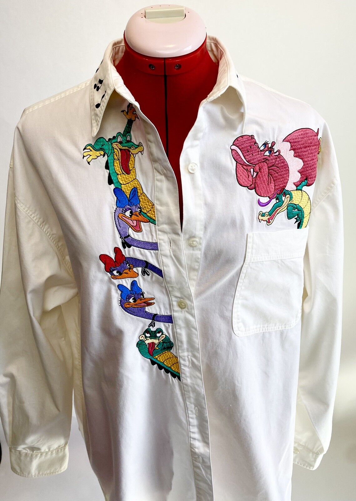 Disney Fantasia Embroidered VTG 90s Button Down Women XL Long Sleeve Shirt RARE
