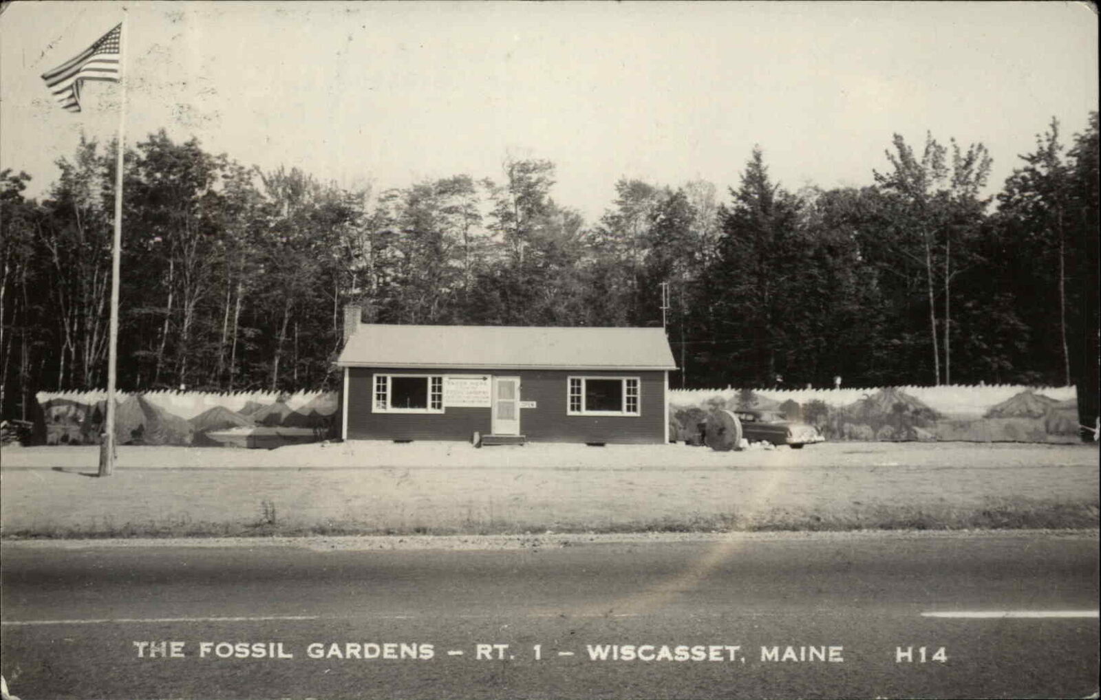 Wiscasset Maine ME The Fossil Gardens Route 1 Real photo Postcard