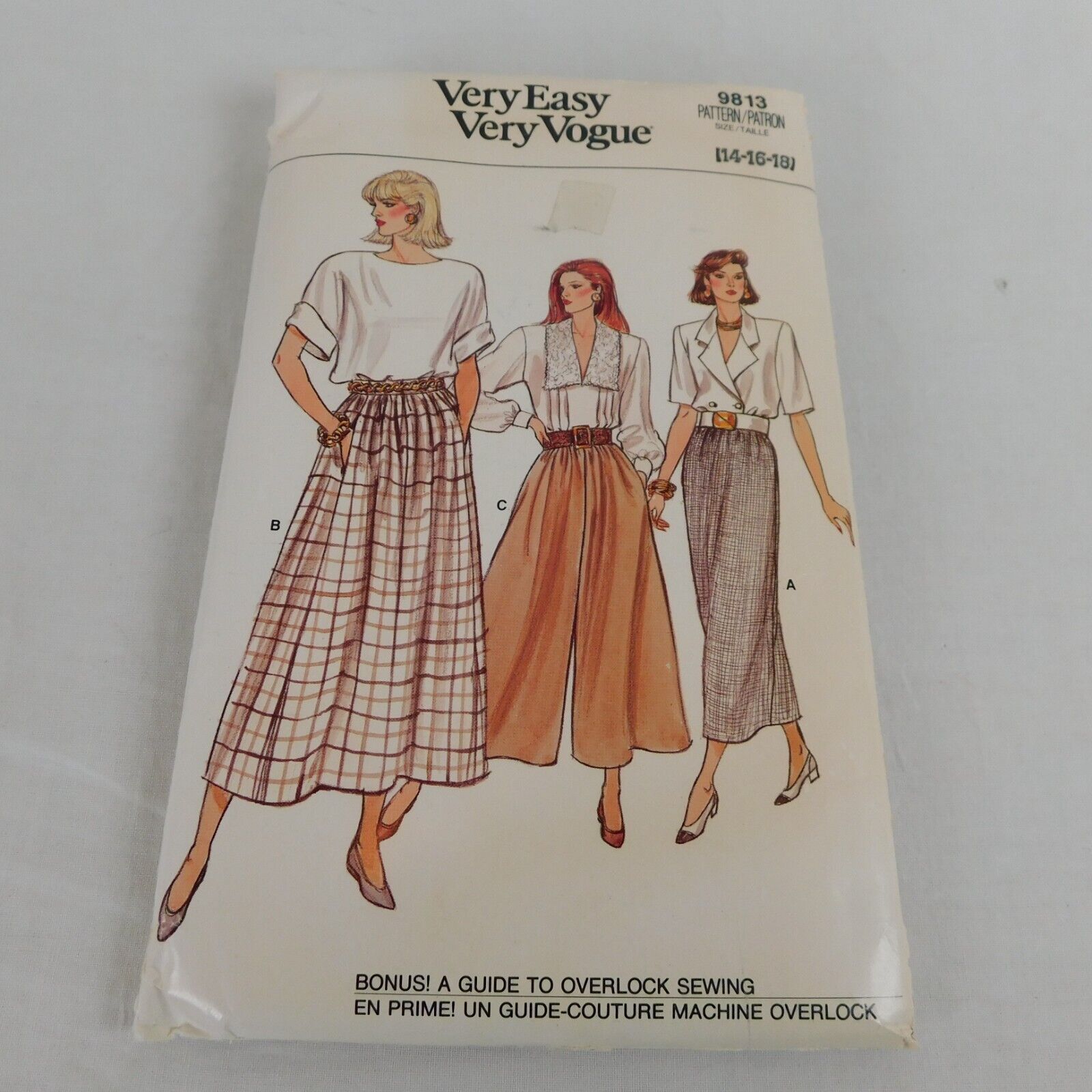Vogue 9813 Vintage Very Easy Sewing Pattern Skirt & Culottes 14 16 18 Uncut 1987
