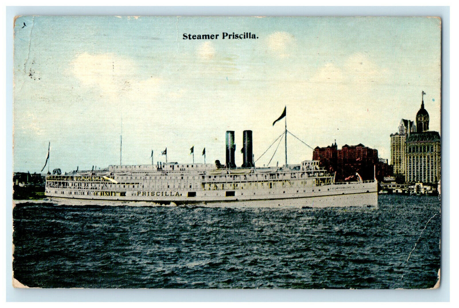 1913 View of Steamer Priscilla Posted Antique Unco Postcard