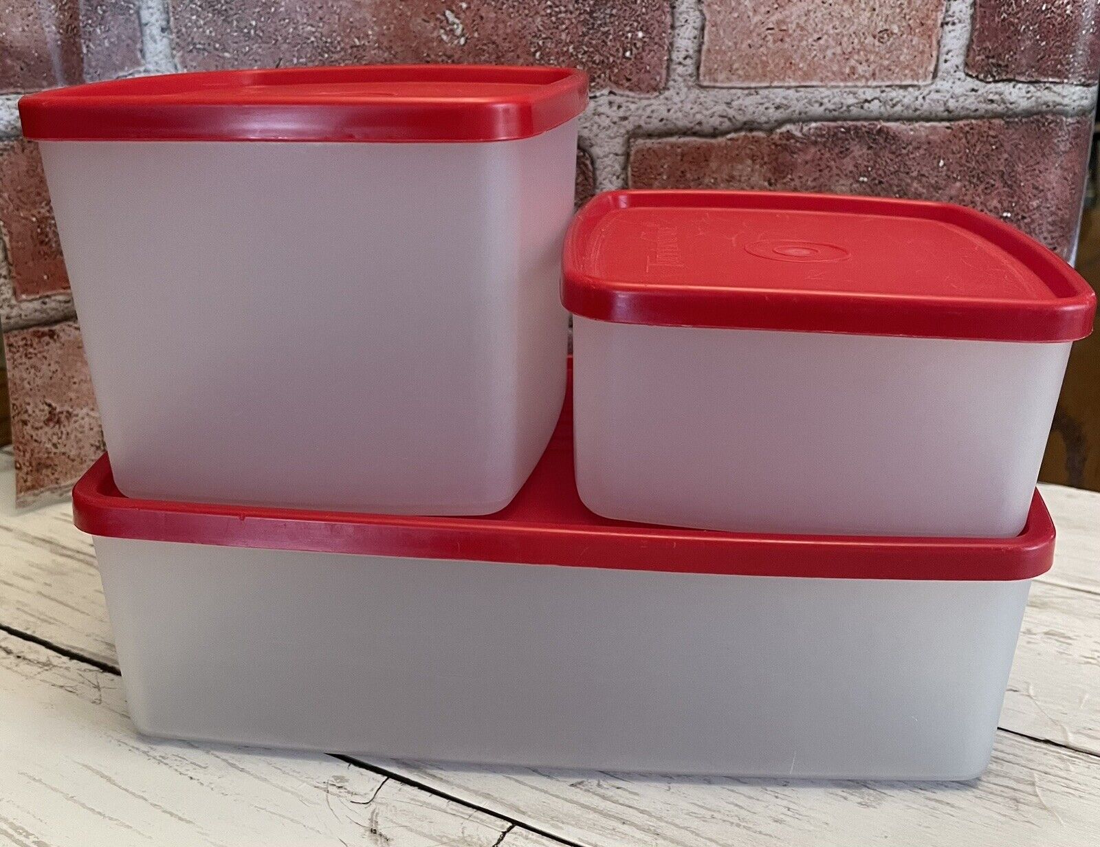 Lot of 3 Vintage Tupperware Modular Mates Storage Containers with Lids, EUC