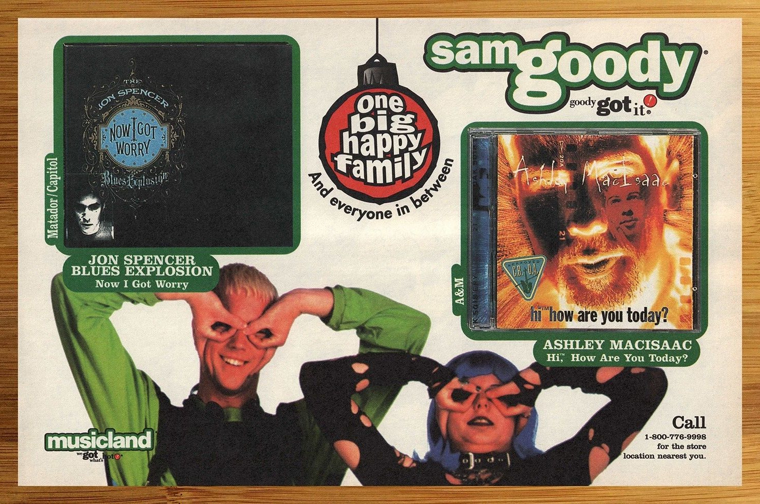 1996 Sam Goody Print Ad/Poster Jon Spencer Blues Explosion Ashley Macisaac Art