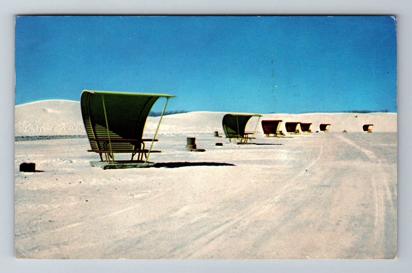 NM-New Mexico, Picnic Area, White Sands Monument, Vintage c1963 Postcard