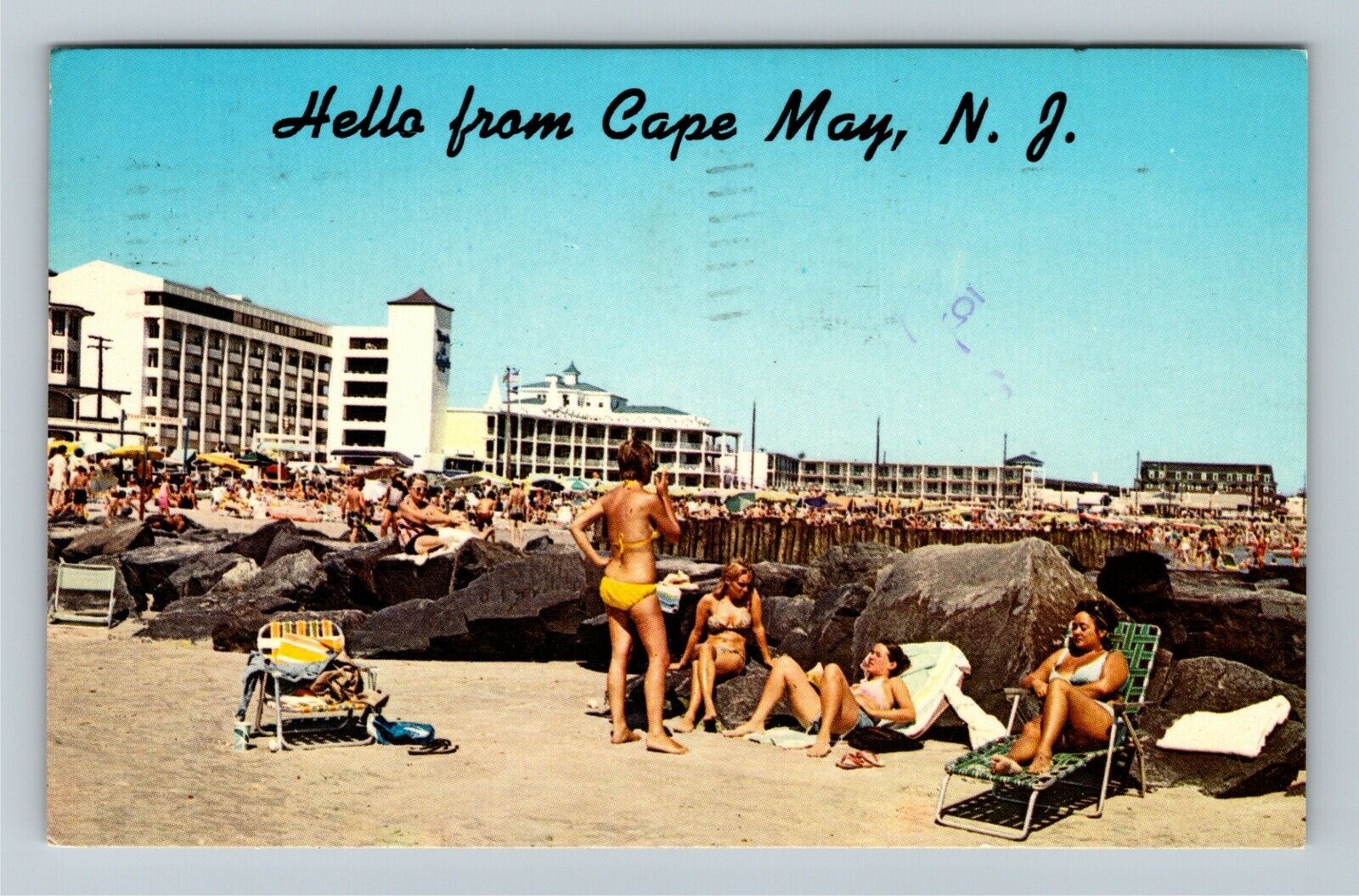 Cape May NJ-New Jersey, Rocky Shoreline, Beach Beauties, c1976 Vintage Postcard