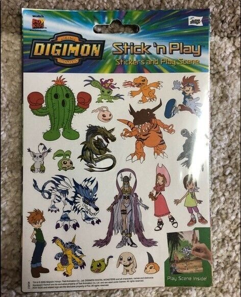 Vintage Sealed Digimon Stick & Play Stickers & Play Scene Copyright 2000