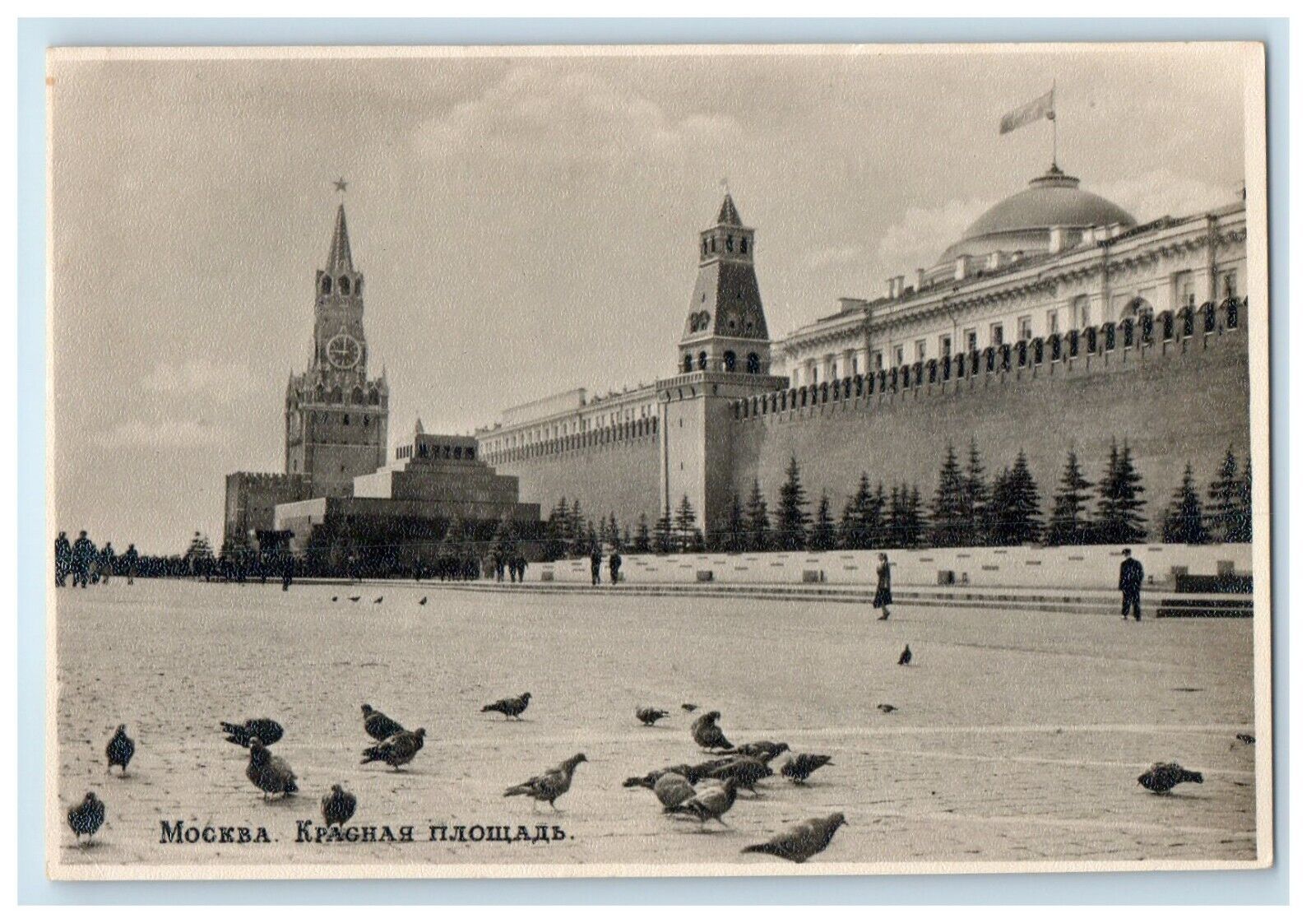 c1910\'s View Of Building Tower Clock Birds Mockba Moscow Russia Antique Postcard