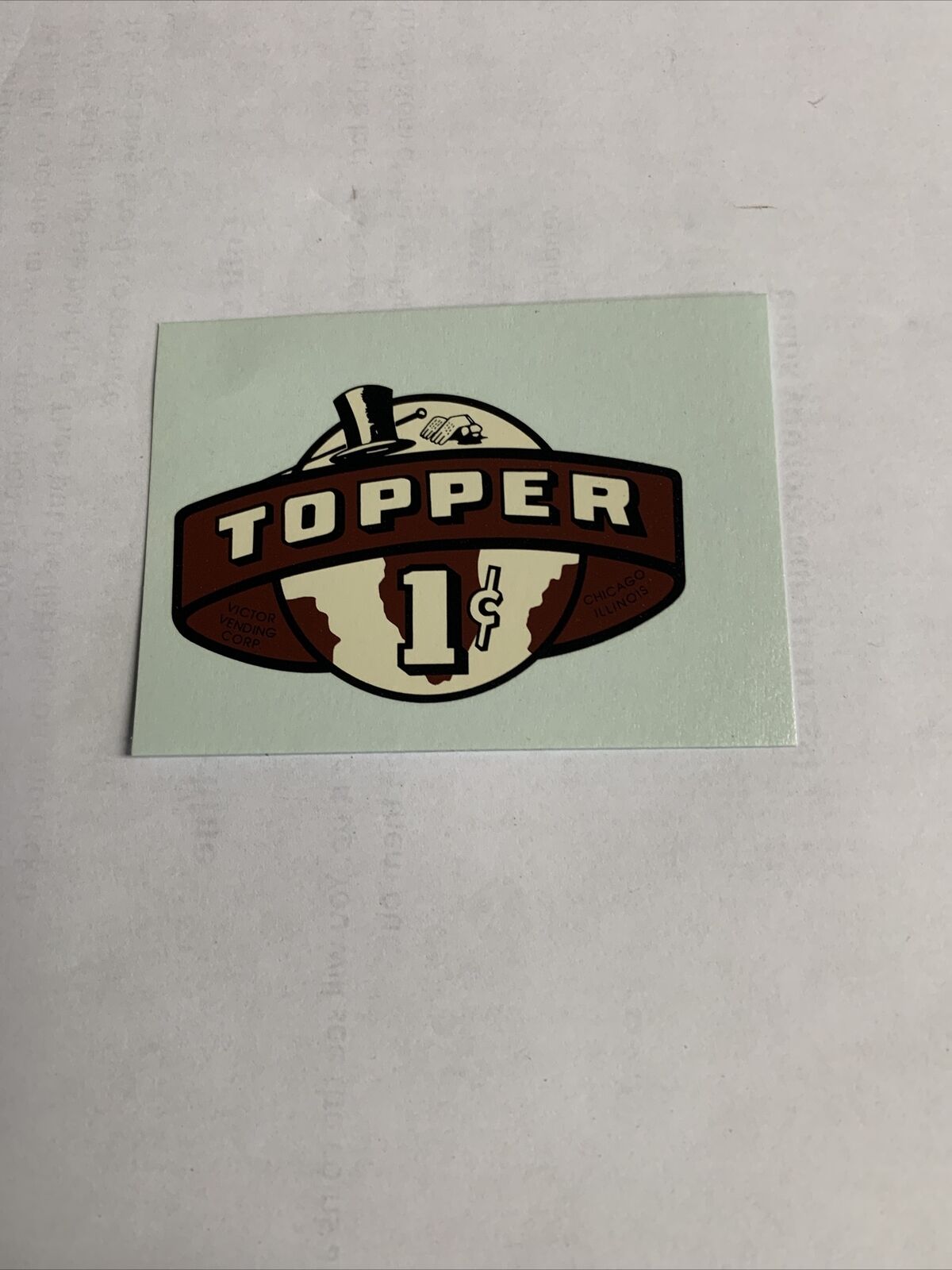 Victor Topper 1cent Price Decal