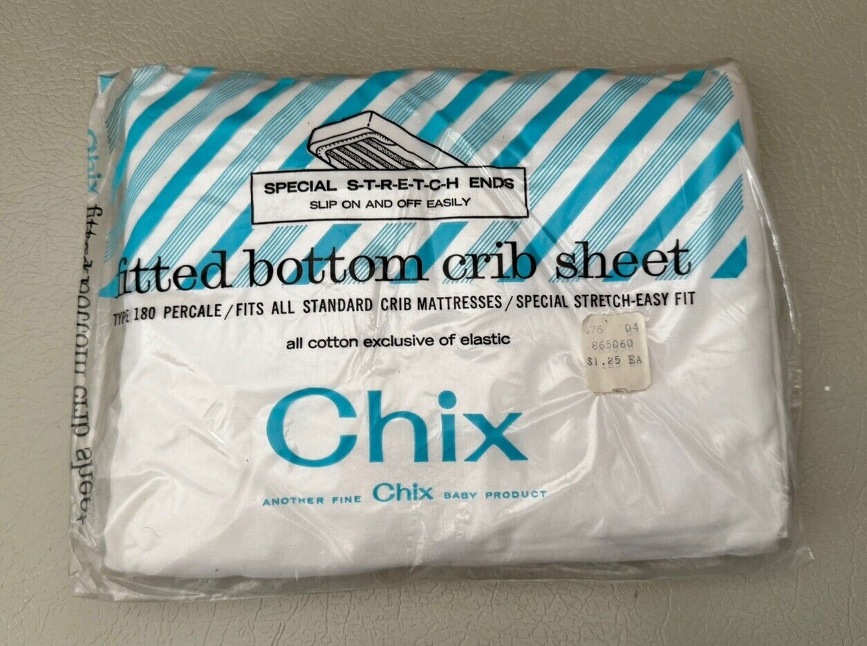 NOS Vintage Chix Fitted Bottom Crib Sheet 100% Cotton 1957
