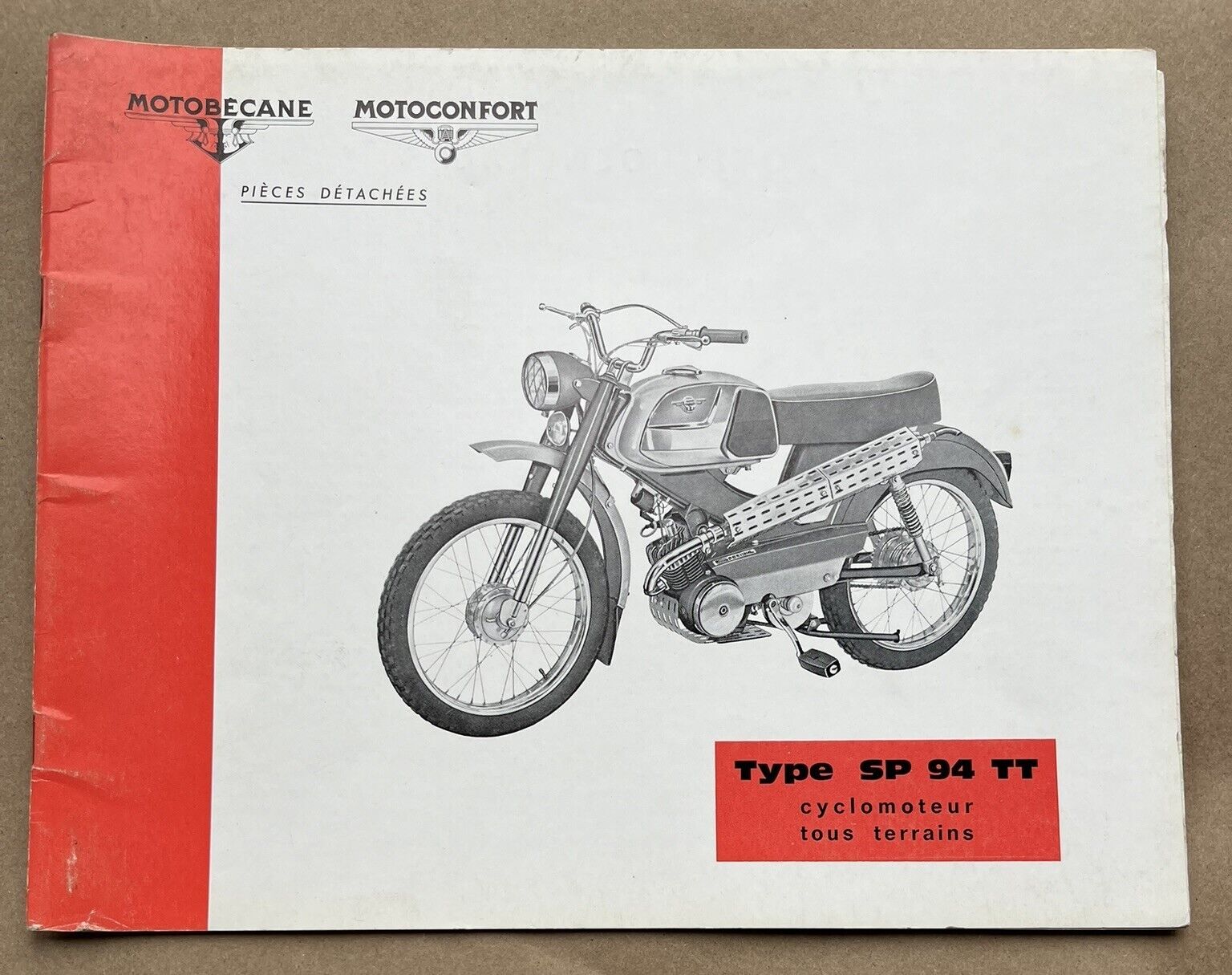 Motobecane Motoconfort Spare Part Catalog Type SP 94 TT Cyclomoteur French Texts