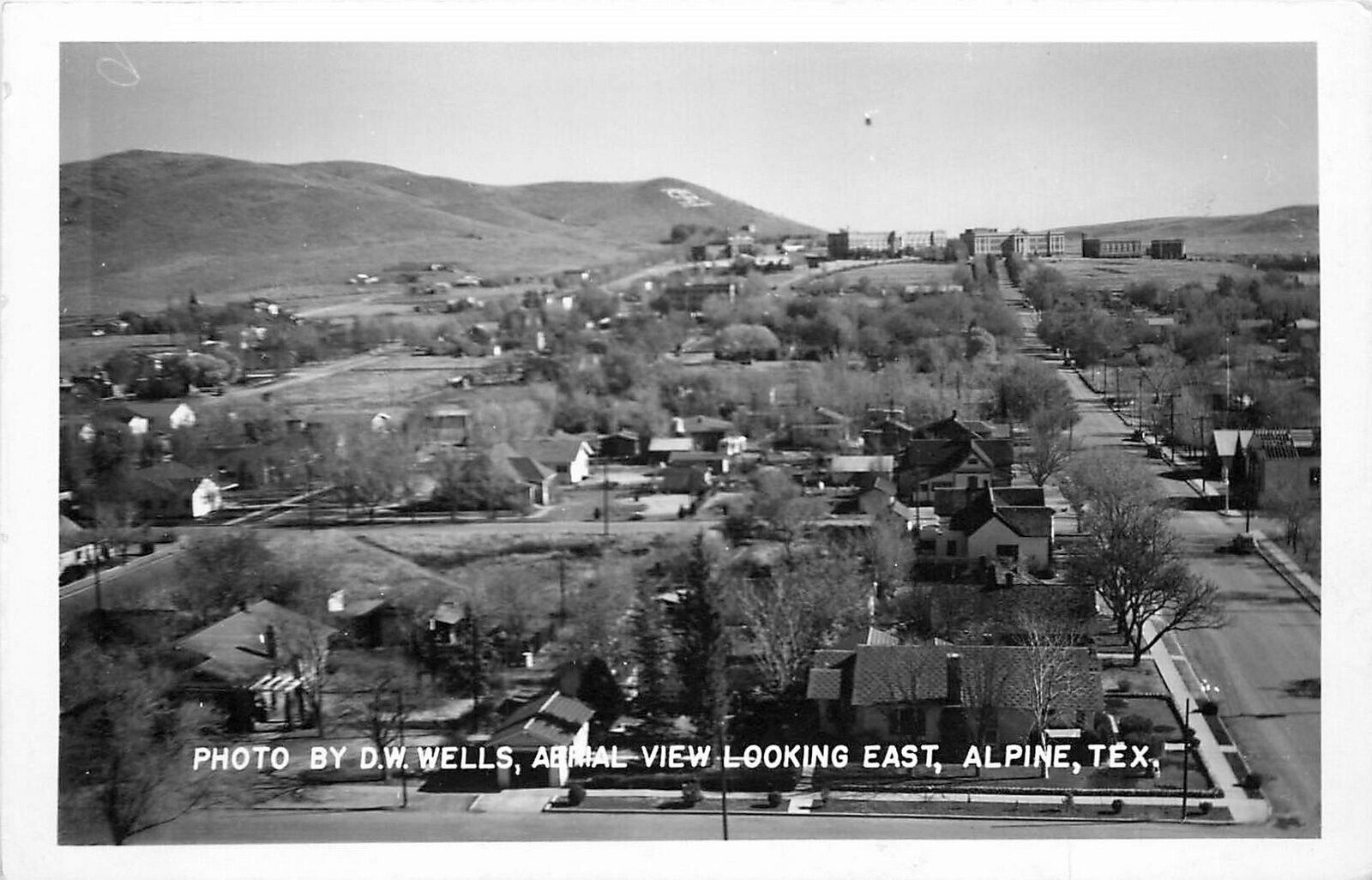 Postcard RPPC 1940s Alpine Texas Aerial View East Wells 24-6270