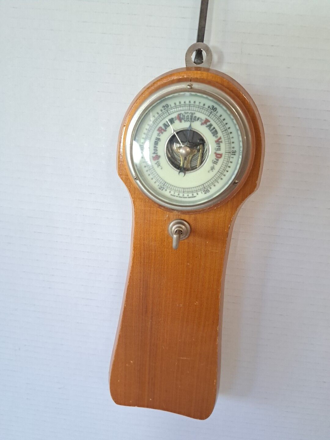 Vintage German Barometer Weather Indicator West Germany Wood Wall Mount