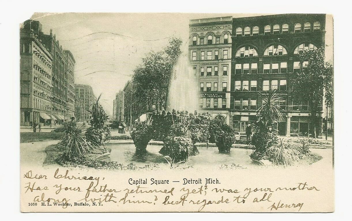 Detroit MI Postcard Michigan Capital Square c1905