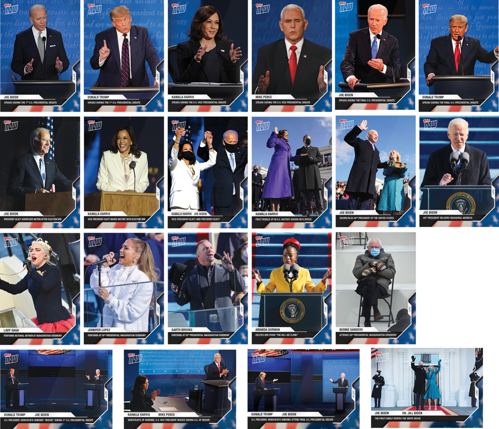 2020 Topps Now Election 21 Card Complete Set Donald Trump Joe Biden Pence Harris