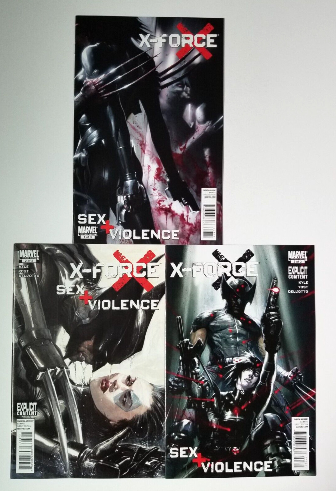 X-Force Sex and Violence #1-3 (2010 Marvel Comics) 1 2 3 Complete Set, Dell Otto
