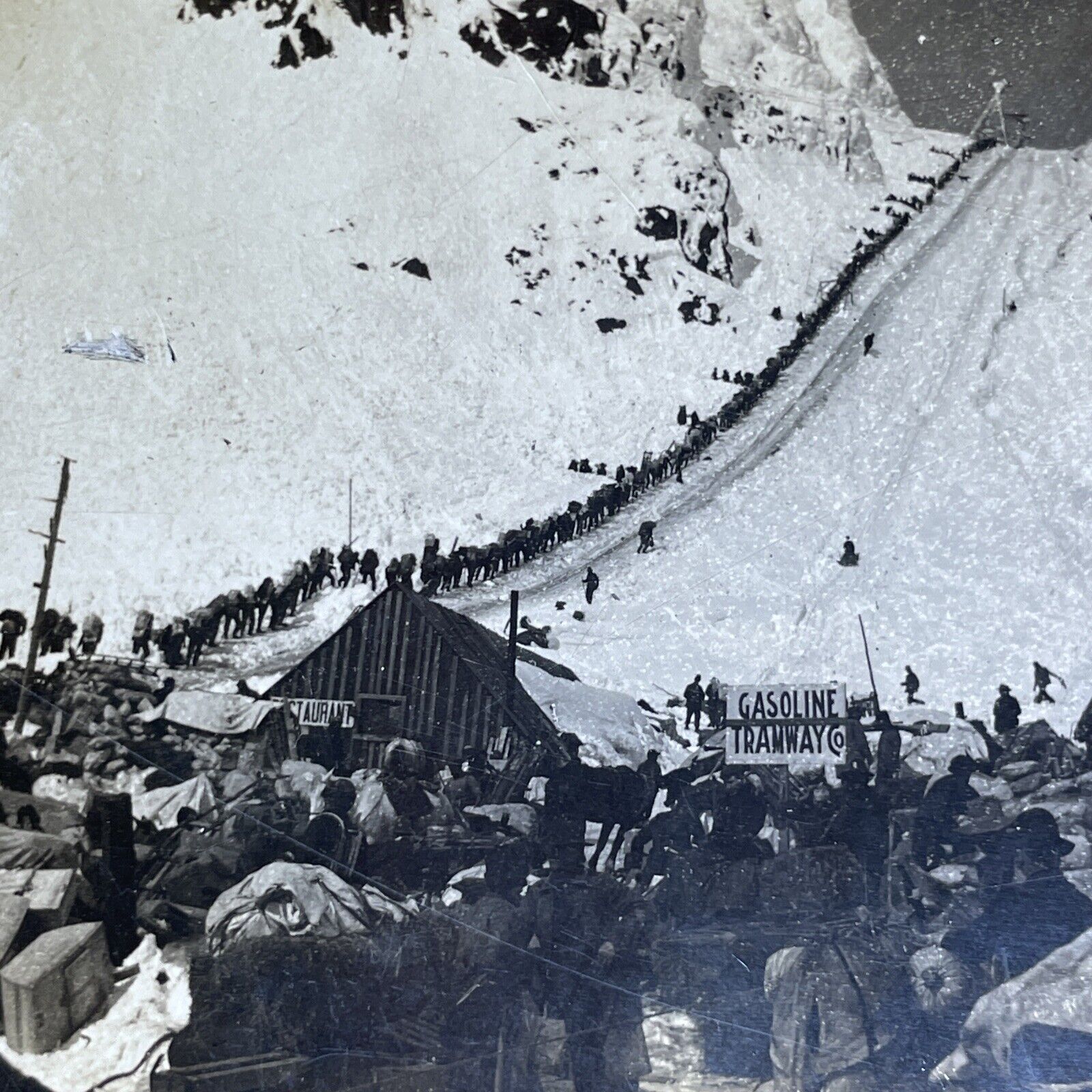 Antique 1898 Alaska Gold Mine Rush Chilkoot Pass Stereoview Photo Card P1952