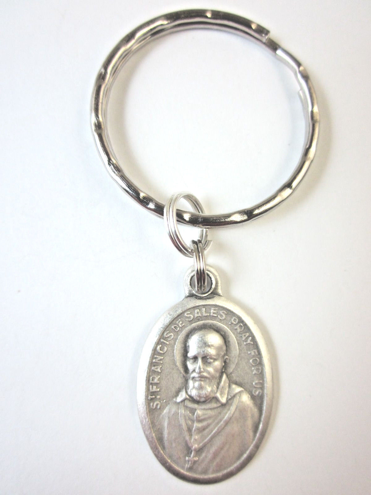 St Francis de Sales Medal Italy Key Ring Gift Box & Prayer Card