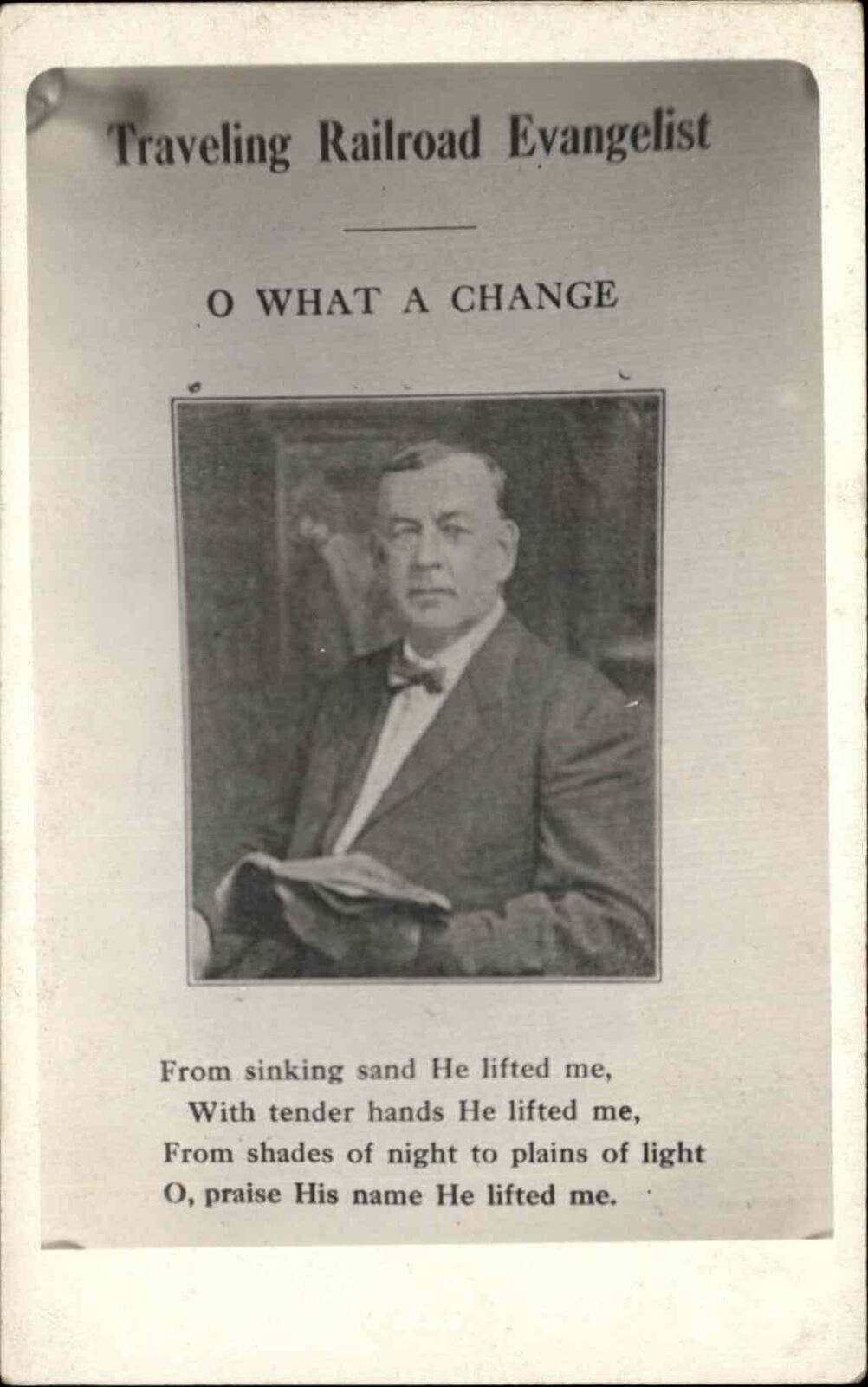 Traveling Railroad Evangelist Christianity Preacher Real Photo Vintage Postcard