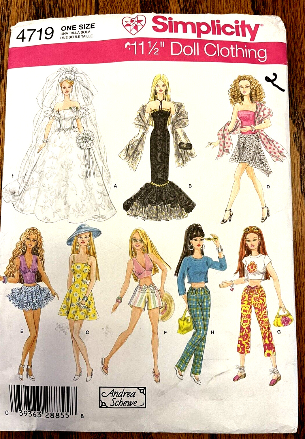 2004 Simplicity Pattern #4719 Barbie Doll 11 1/2\