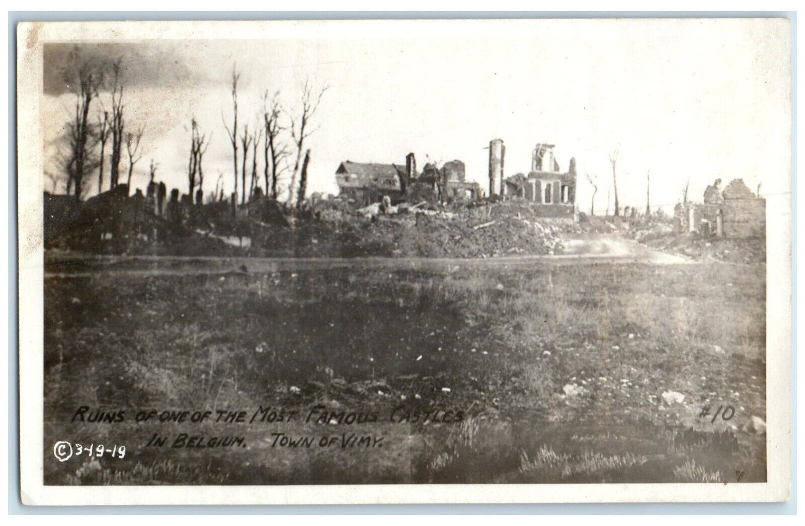 Ruins Of The Famous Castle In Belgium Town Of Vimy RPPC Photo Antique Postcard