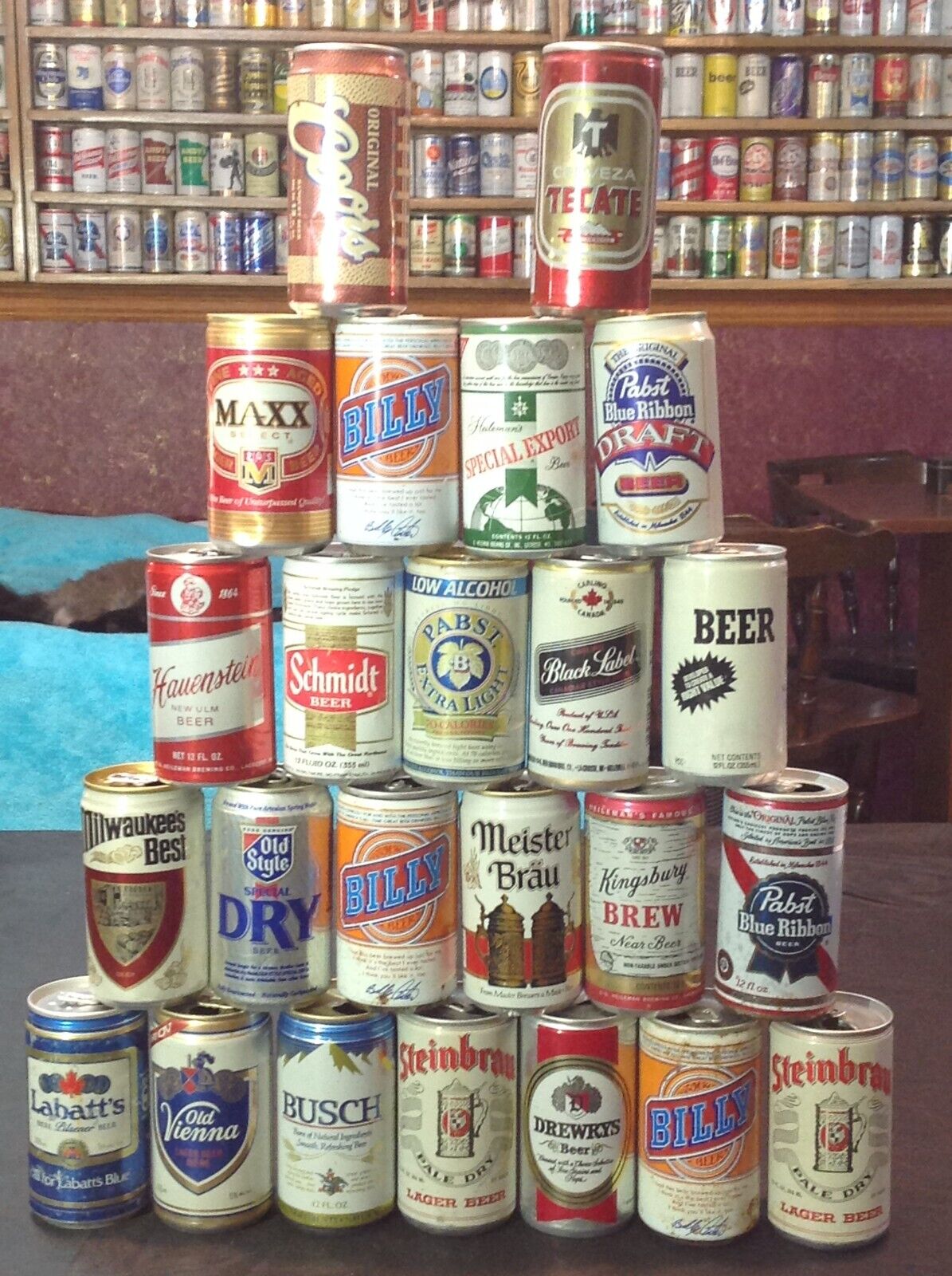 Lot of 24 vintage aluminum empty beer can collection