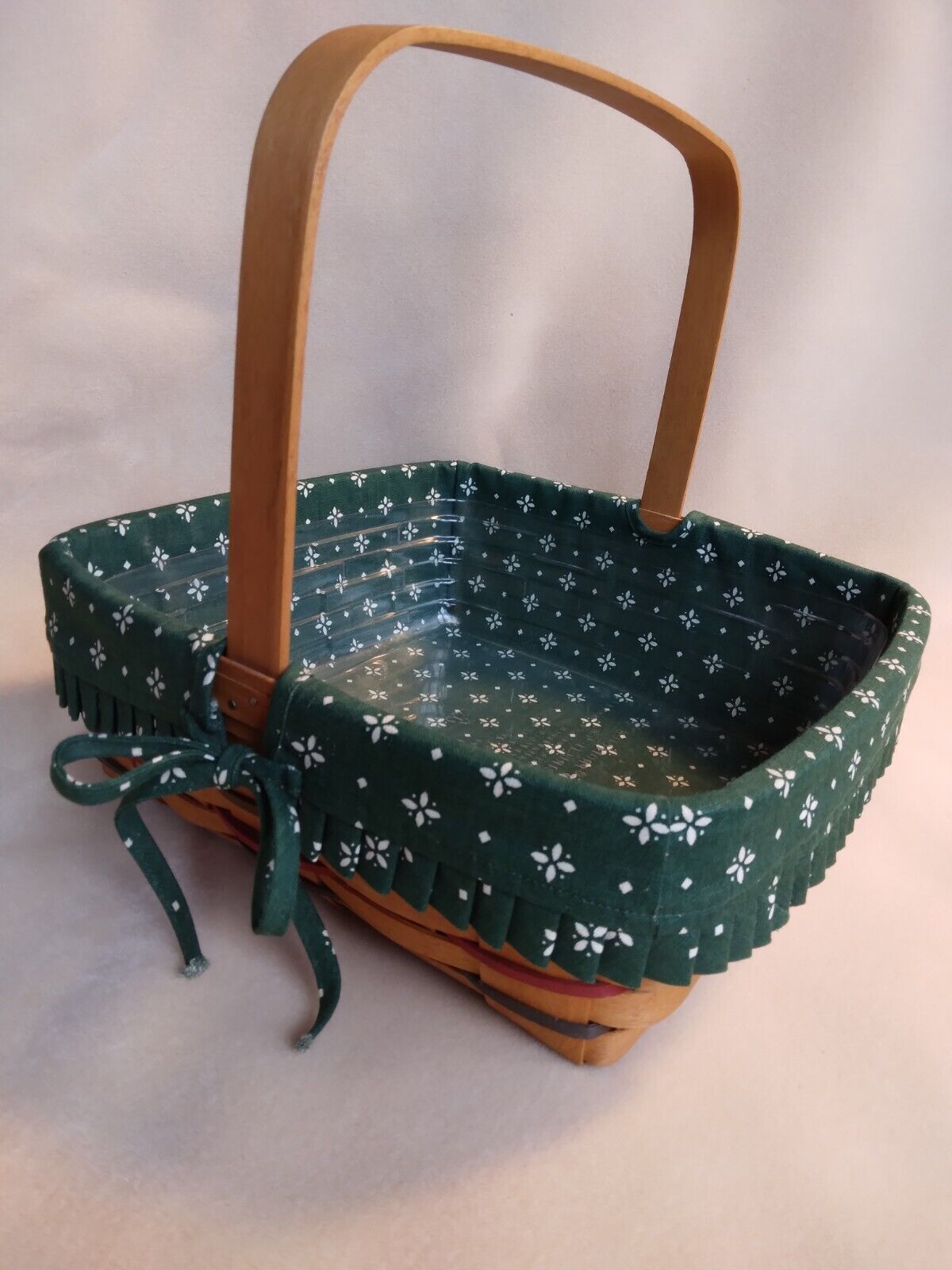 Large Longaberger Basket With Heritage Green Liner  Plastic Insert Country Decor