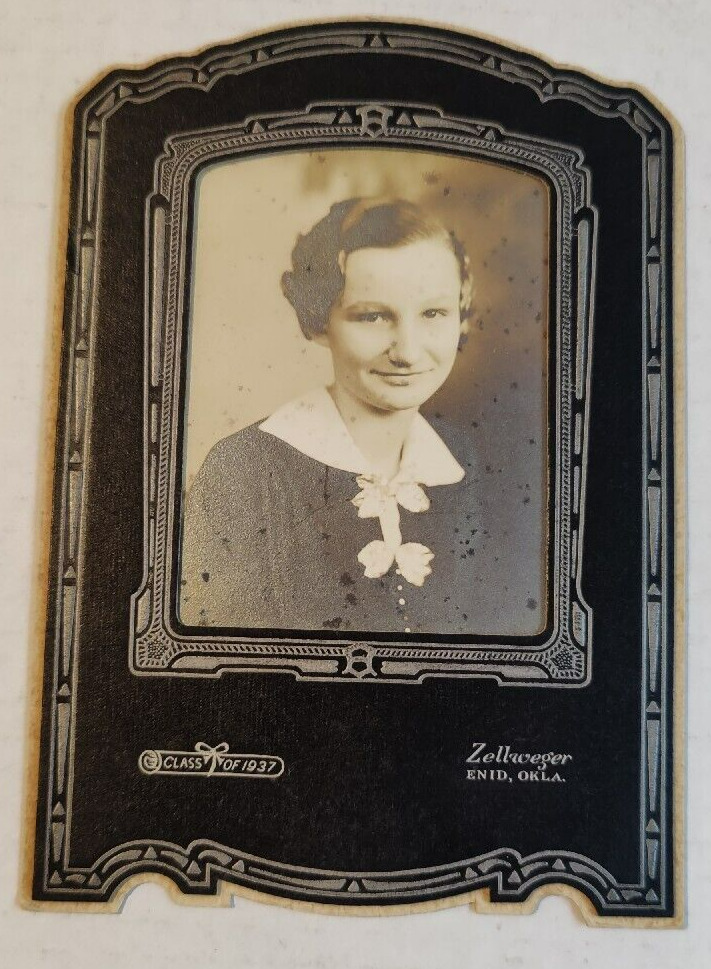 Vintage Cabinet Card Graduation Photo 1937 by Zellweger in Enid, Oklahoma