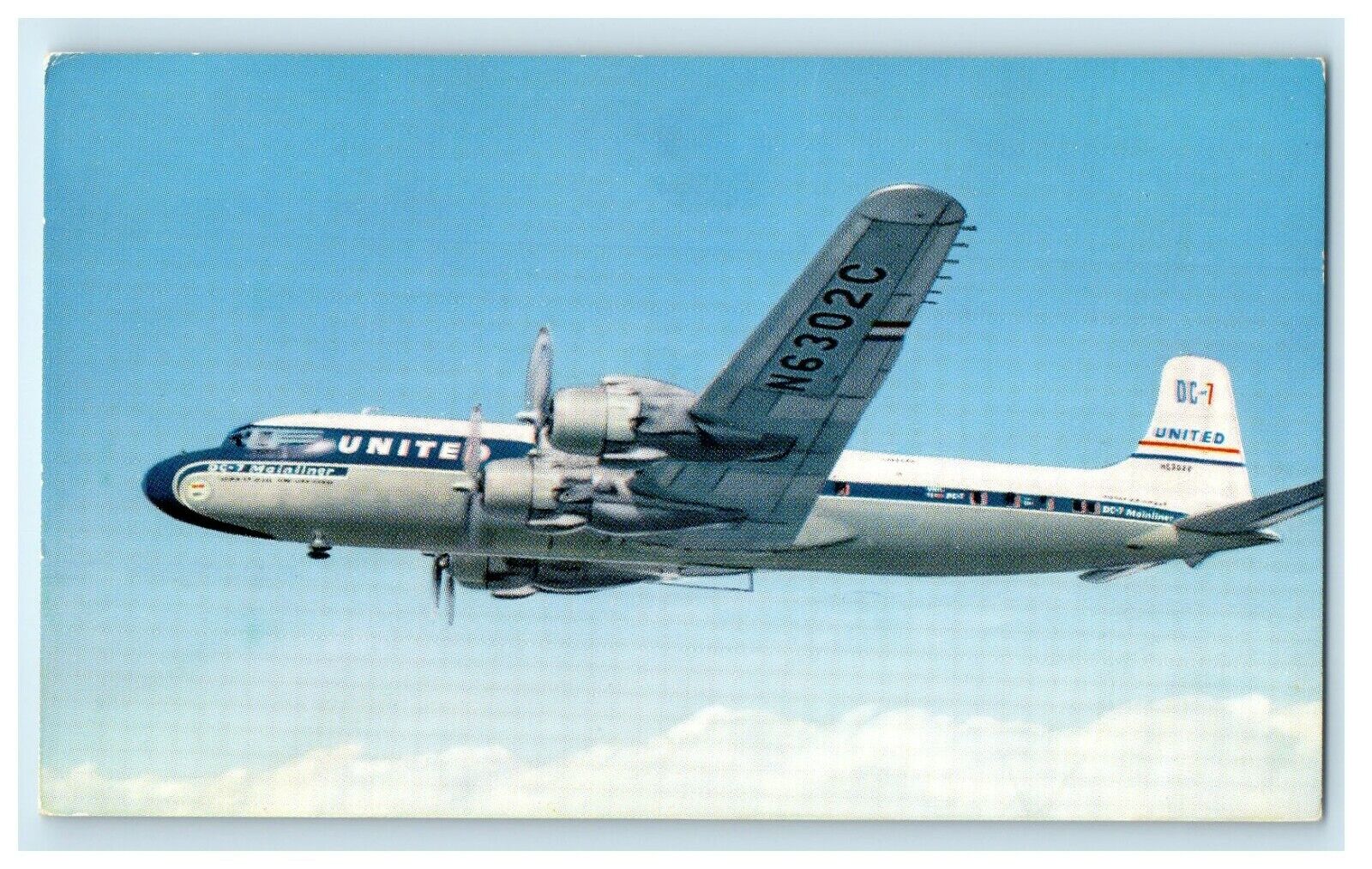 c1950\'s Pride of the Fleet United\'s New 365-mph DC-7s Fastest Airlines Postcard