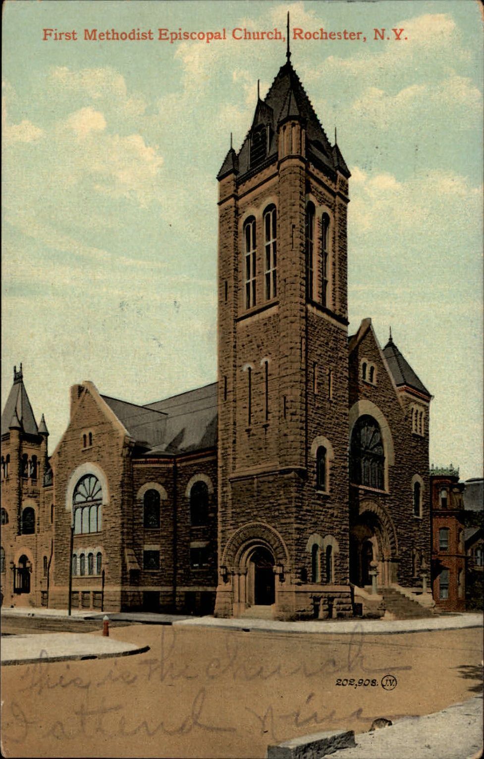 First Methodist Episcopal Church Rochester New York ~ 1908 vintage postcard