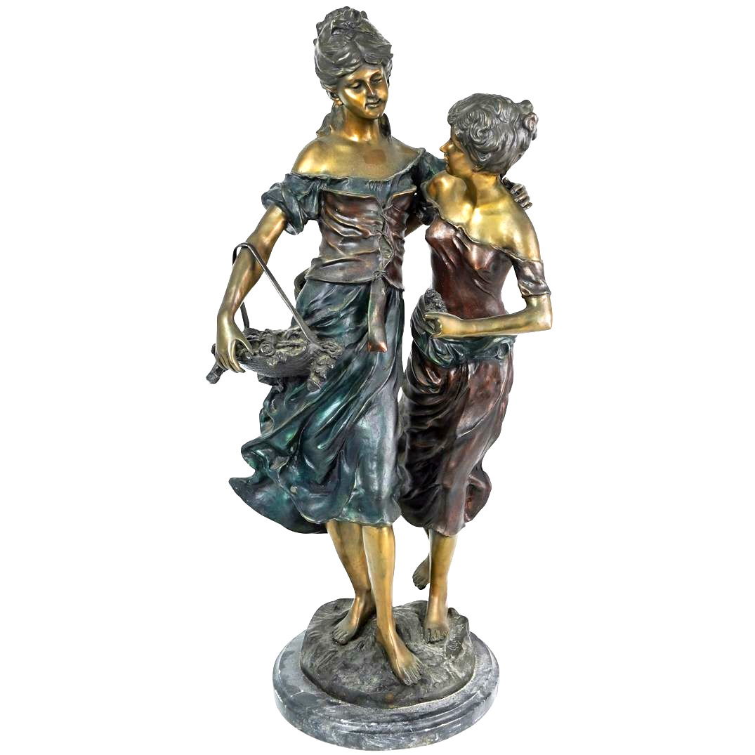 Bronze Statute, Polychrome, After Auguste Moreau, (French 1834-1917), Vintage