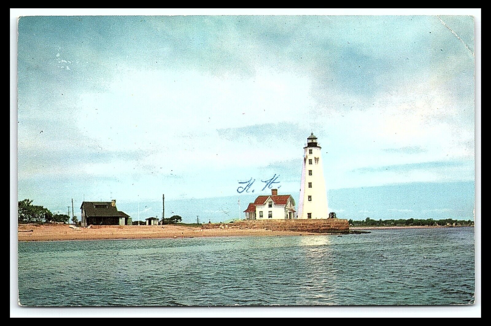Saybrook Point CT Inner Light Lighthouse Postcard Posted 1962   pc146